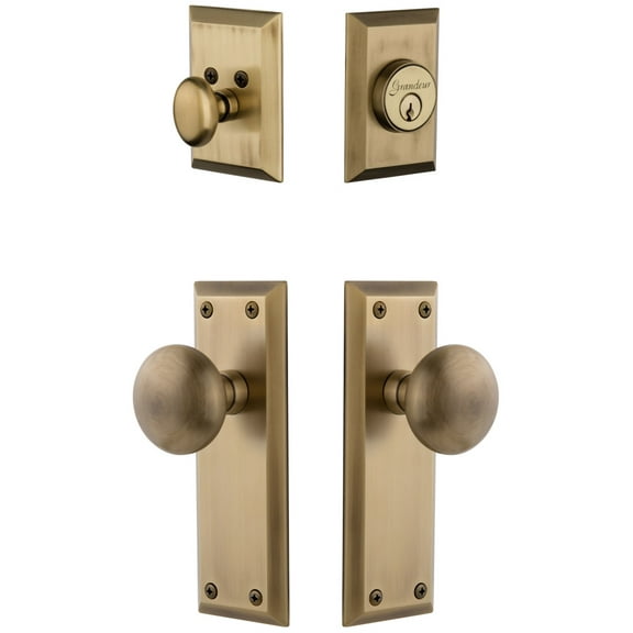 Grandeur Favfav_Sp_Eset_238 Fifth Avenue Solid Brass Single Cylinder Keyed Entry Knobset