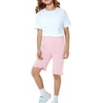 thumbnail image 3 of Ruyang Toddlers Yoga Dance Shorts Ruffles Stretchy Knee Length Tight Shorts Summer Trendy Lightweight Biker Jogger Shorts, 3 of 5