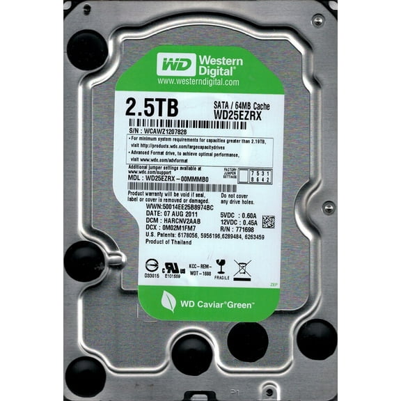 Western Digital WD25EZRX-00MMMB0 2.5TB DCM: HARCNV2AAB