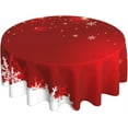thumbnail image 1 of Christmas Tablecloth Rround 60x60 Inch,Red White Snowflakes Decor Table Cloth,Stain Resistance Polyester Winter Xmas Holiday Indoor Outdoor Table Covers for Kitchen Dining Parties Picnic, 1 of 6