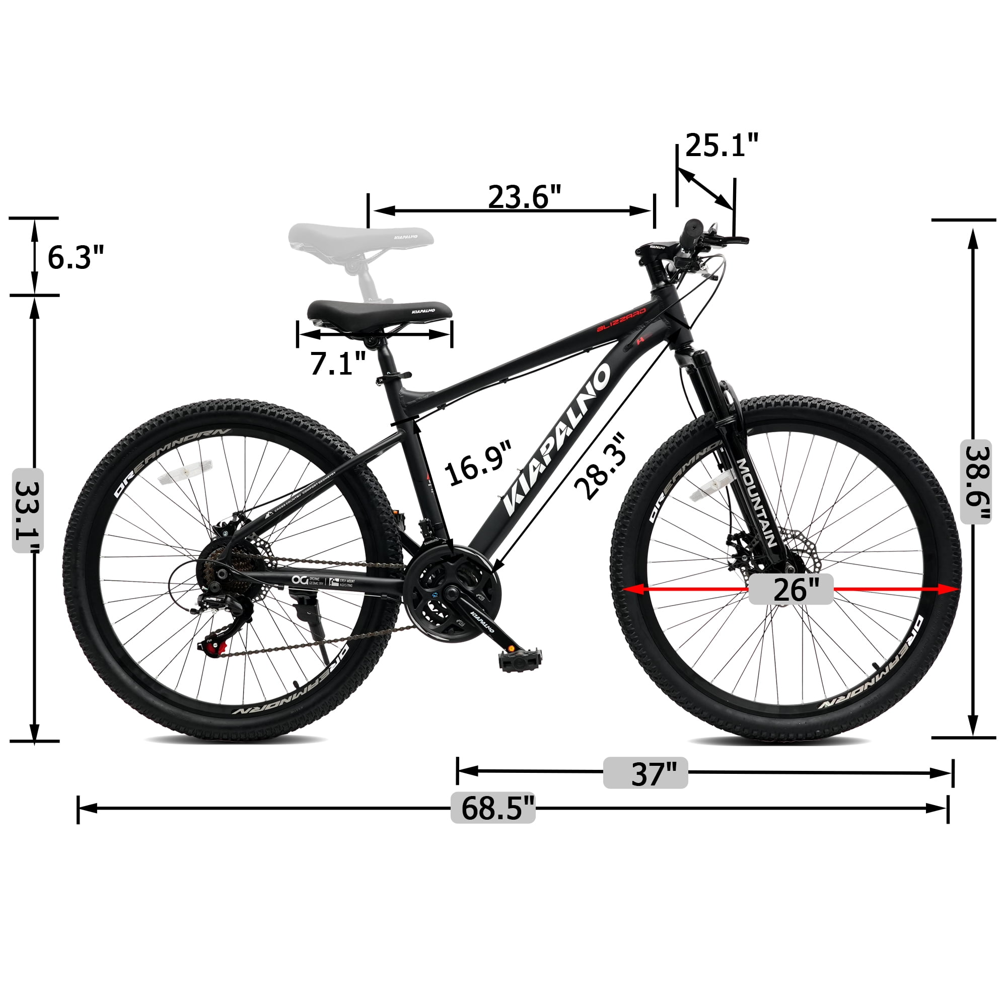 Ambifirner 26 Inch Mens Mountain Bike full suspension , 21 Speed Steel Frame Adult Bicycle, MTB Bikes with Suspension Fork, Disc Brake, Mountain Bicycle for Woman Man 85% Pre-Assembled