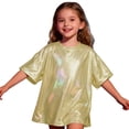 thumbnail image 5 of Mercatoo Girls Shiny Metallic Shirts Jazz Hip Ho1 Dance Part1 Tops T-Shirts Kids Crewneck Spring Casual Loose Basic Tees Blouses, 5 of 6