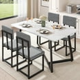thumbnail image 2 of PORKISS 5 Piece Dining Table and Chair Set, Kitchen Dining Room Table Set with Faux Marble Table Linen Chairs, Rectangle Dining Table Set for 4, Dinette Set for Small Space, White + Gray + Black, 2 of 8