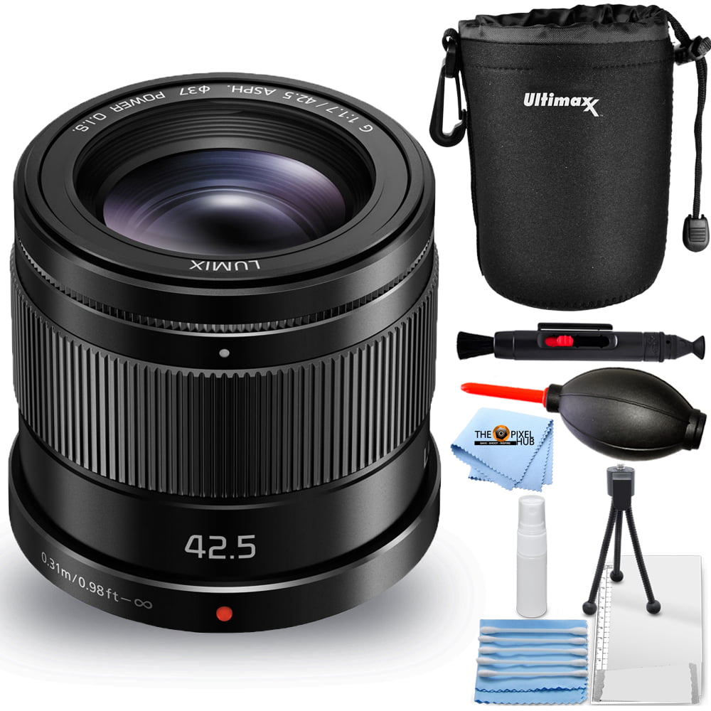 Panasonic Lumix G 42.5mm f/1.7 ASPH. POWER O.I.S. Lens Starter Bundle with  Lens Pouch, Lens Cap Keeper, Cleaning Pen, Blower, Microfiber Cloth and