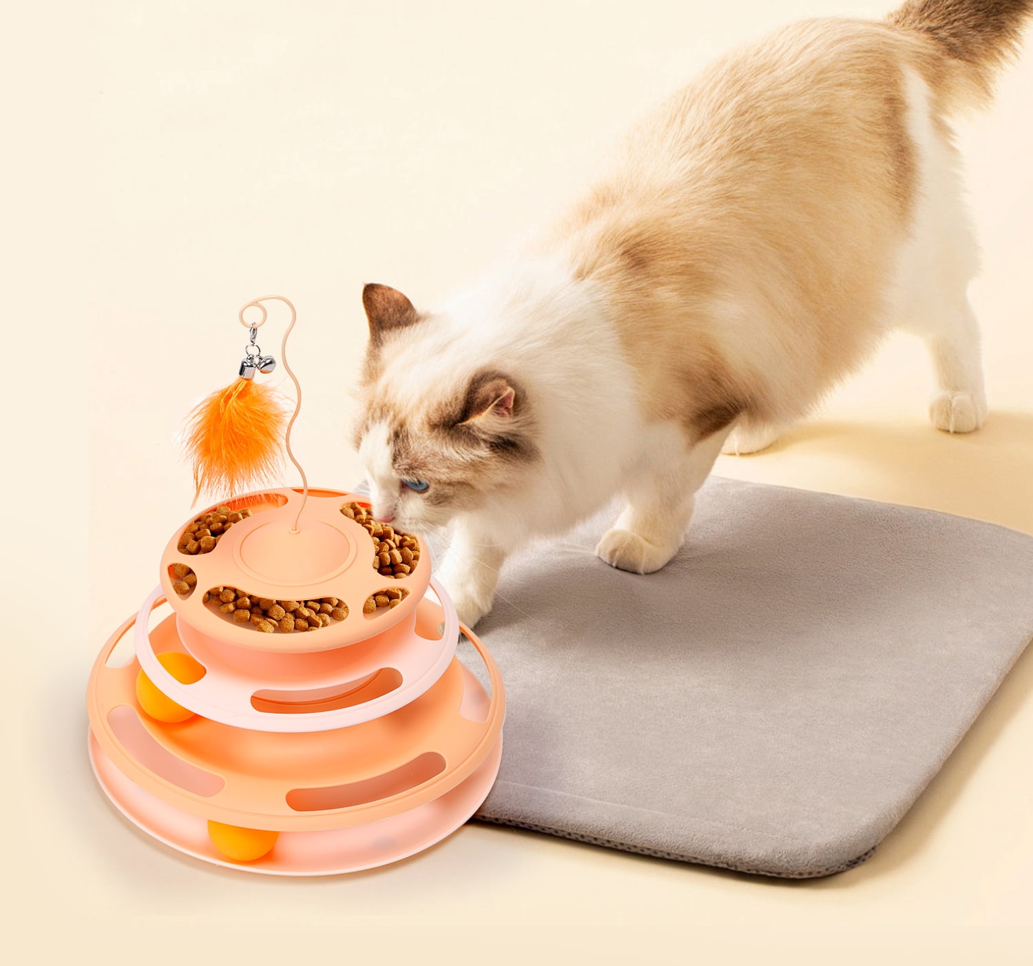 3 IN 1 Cat Toy 3 Tier Tower Interactive Ball Toy With 2 Moving Balls And  Leaky Food Fun For Cats and Kittens Orange - Walmart.com