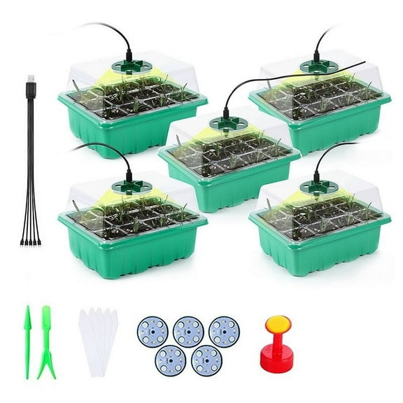 5 PCS Grow Light with Seed Starter Tray Full Spectrum Seeding Kit Tools Germination Growing Lamp