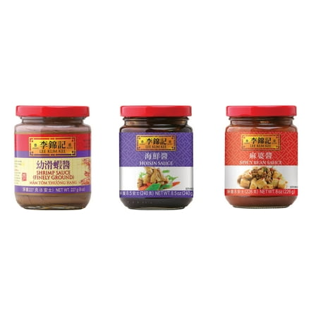 NineChef Brand Spoon Plus 3 Pack Lee Kum Kee Cooking Sauce, 3 Flavors(Finely Shrimp,Hoisin Sauce,Spicy Bean Sauce)