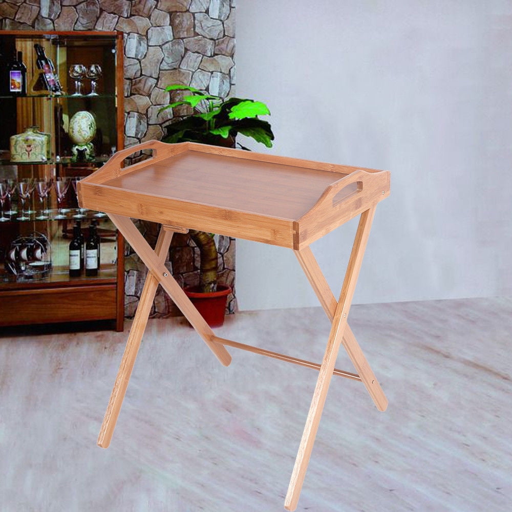 UBesGoo Home Wooden Tray Table | Removable Food Drink Snack Serving