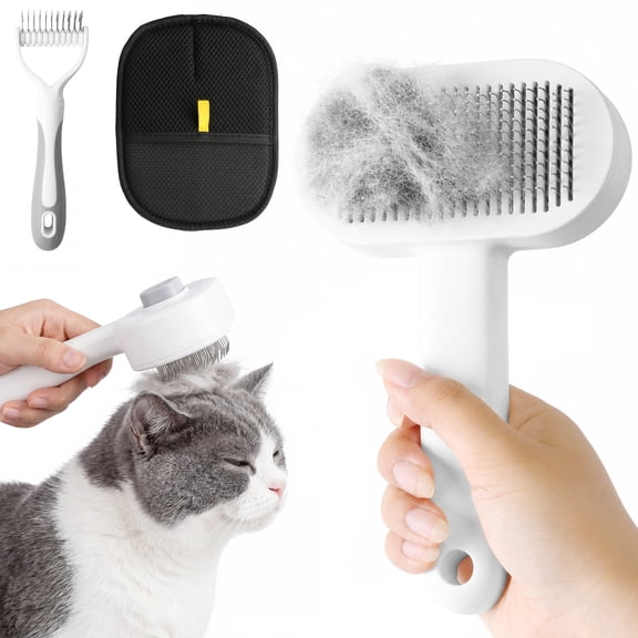 cyrico Cat Brush for Shedding,Self Cleaning Cat Brushes for Indoor Cats, Skin-Friendly Pet Grooming Tool for Dogs & Cats, Deshedding Slicker Brush for Short and Long Haired to Remove Loose Undercoat