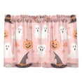 thumbnail image 7 of Yayeee Kitchen Curtains Tier Pair Light Filtering 27"x36" Rod Pocket Short Cafe Window Panel, Cute Pink Halloween, 7 of 7