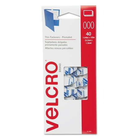 Velcro Oval Wafer Thin Hook & Loop Fasteners, 1/2" x 1 1/4", White, 40/Pack -VEK91386