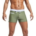 thumbnail image 2 of dzxyzu Mens Swim Trunks Quick Dry Boyshort High Stretch Swim Shorts Professional Swimming Swimwear - Army Green, 2 of 7