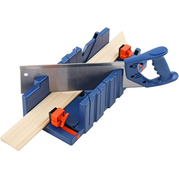 HUGFEGWE 45° Miter Box with Saw Rugged Stable Angle Cutting Hand Miter Saw Cabinet Set for Multiple Angles Cutting U2536-17269