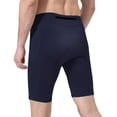 thumbnail image 4 of Mceream Mens Compression Shorts Breathable Elastic High Waist Quick Dry Active Workout Tight Shorts Stretchy Athletic Gym Underwear Summer Running Shorts Navy M, 4 of 7