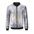 thumbnail image 5 of INSPIRE CHIC Sequin Jacket for Men's Zip Up Long Sleeves Party Disco Sparkly Bomber Jacket M Silver, 5 of 6