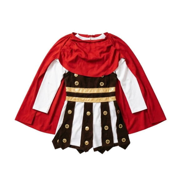 XIAOCHA Ancient Roman Warrior Kids Suit For Boys Long Sleeve Gold Button Trim Removable Cape Holiday Outfit