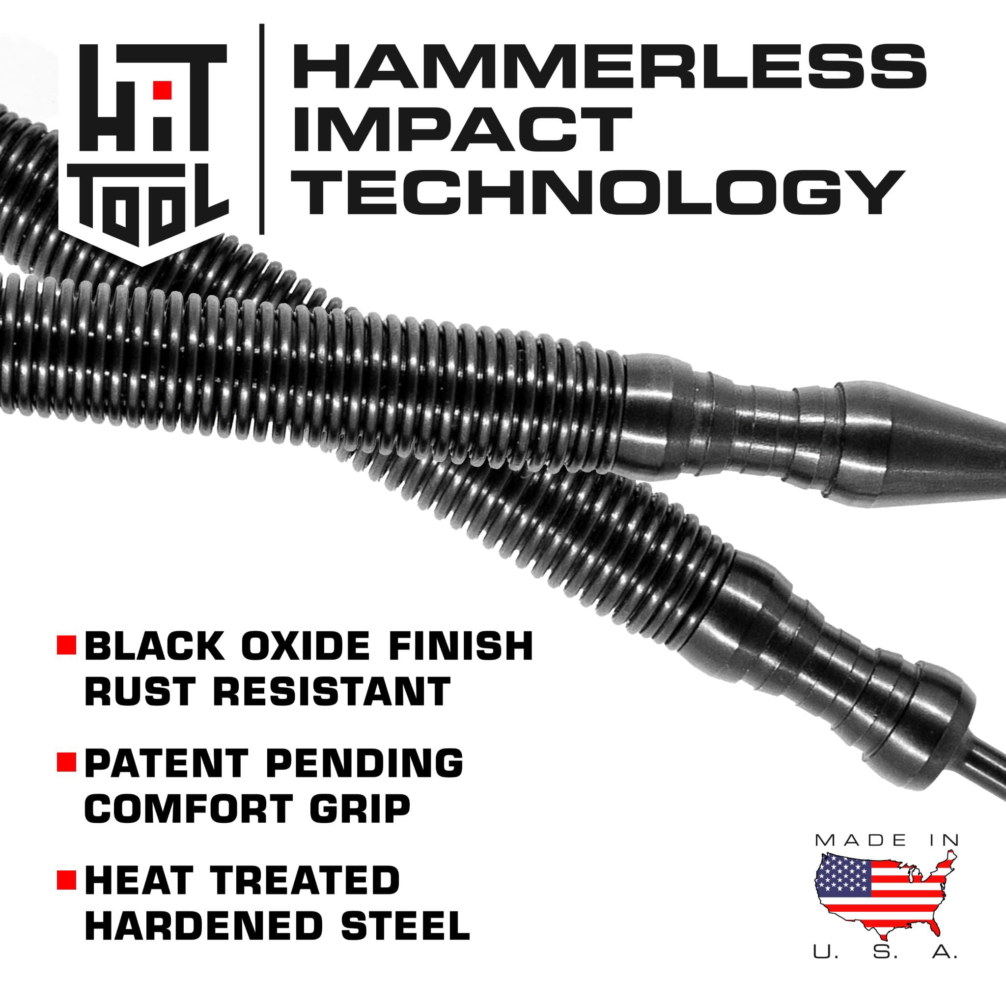 HIT Tool Pro Finish Kit includes 1/32"(#1), 2/32"(#2), 3/32"(#3), 4/32"(#4) Combination Nail Setters (2 Piece) Hammerless Spring Tool Set