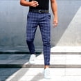 thumbnail image 2 of sususu Mens Sweat Pants,Mens Fashion Casual Loose Fit Plaid Design Zipper Detail Trousers Large Size Comfortable Straight Leg Leisure Wear for Daily Outfits and Relaxed Style - Blue, 2 of 5