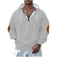 thumbnail image 3 of BiZtdJrK Quarter Zip Pullover Men Athletic Hoodie Long Sleeve Gym Workout Drawstring Sweatshirts Lightweight Oversized Tactical Sweatshirt, Gray, XXL, 3 of 8