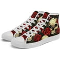 thumbnail image 2 of Coolcustomize Mens Gothic Skull Rose High Top Canvas Sneakers Punk Rock Floral Cool Lace-Up Casual Shoes Womens Edgy Streetwear Aesthetic, 2 of 7