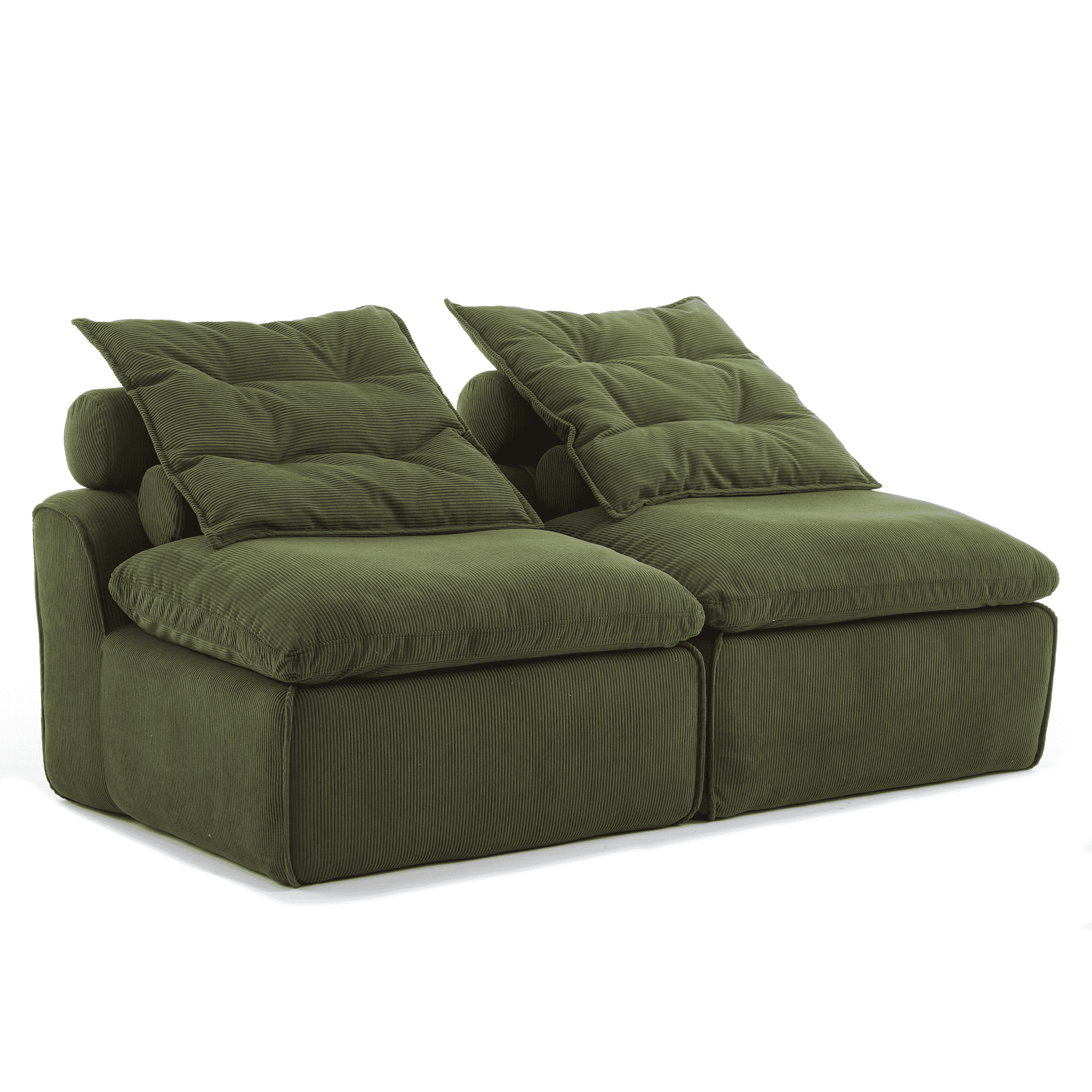 Aukfa 66" Tufted Modular Sofa, Armless Compact Couch for Small Spaces & Cozy Lounging, Green