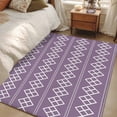 Area Rug 48×72in, Geometric White Purple Square Dot Floor Carpet Living ...