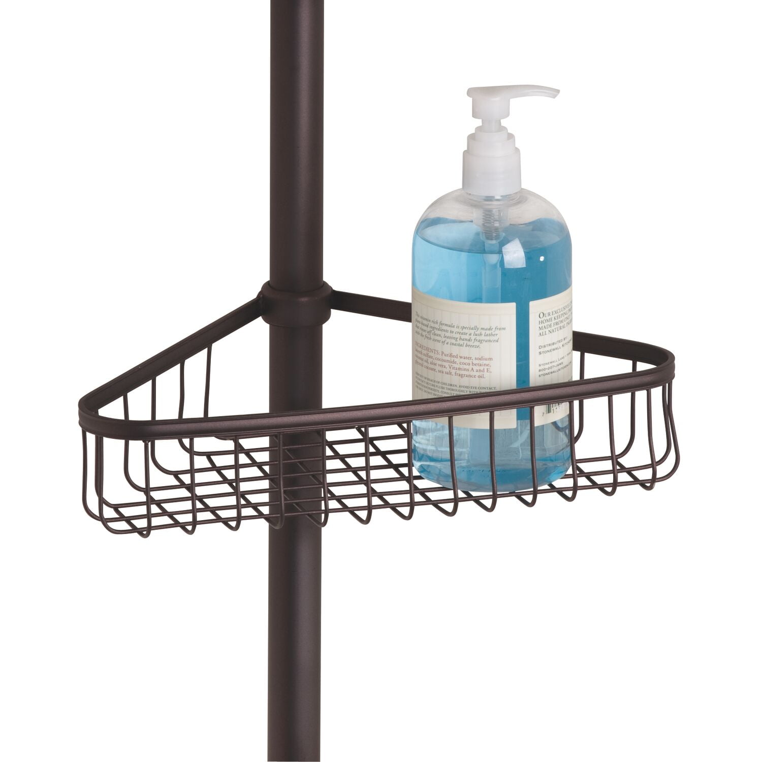 iDesign York Metal Wire Tension Rod Corner Shower Caddy, Adjustable 5-9 Pole  and Baskets for