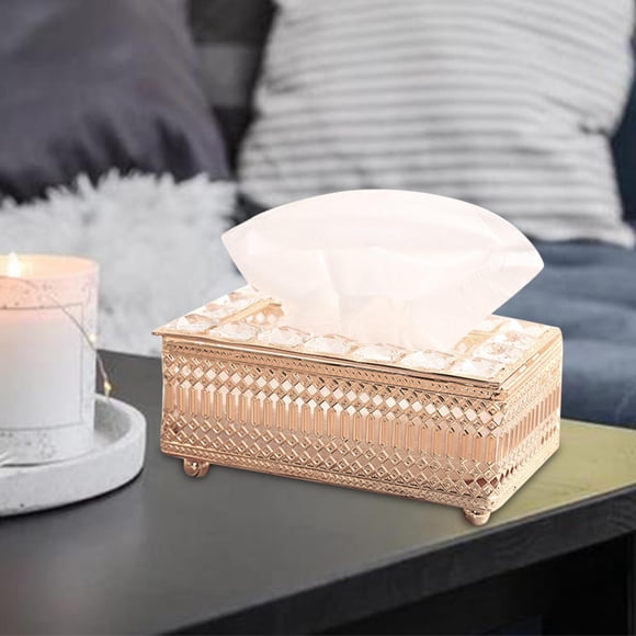 Caja para Servilletero Decorativo Rectangular Macarena Dorado Francés 19.5x11x9.5cm sostenedor del tejido