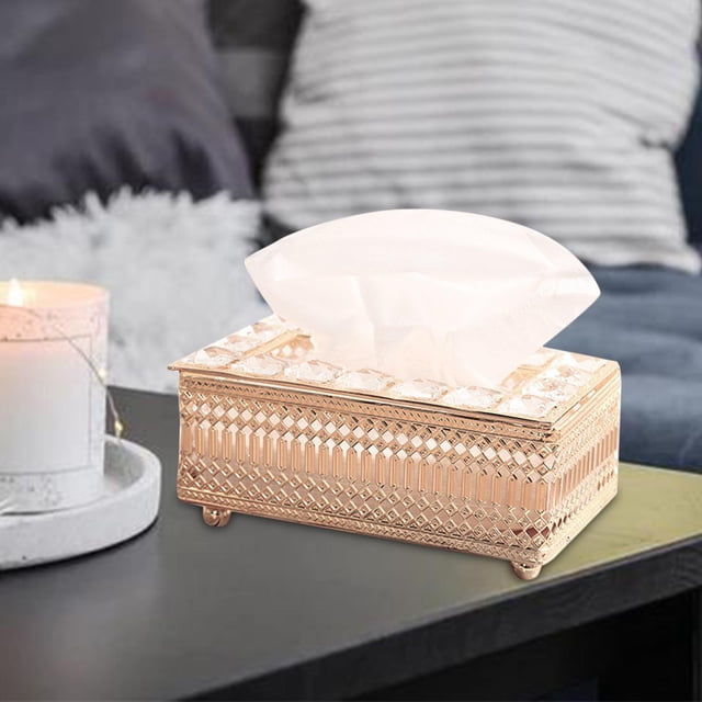 Caja para Servilletero Decorativo Rectangular Macarena Dorado Francés 19.5x11x9.5cm sostenedor del tejido