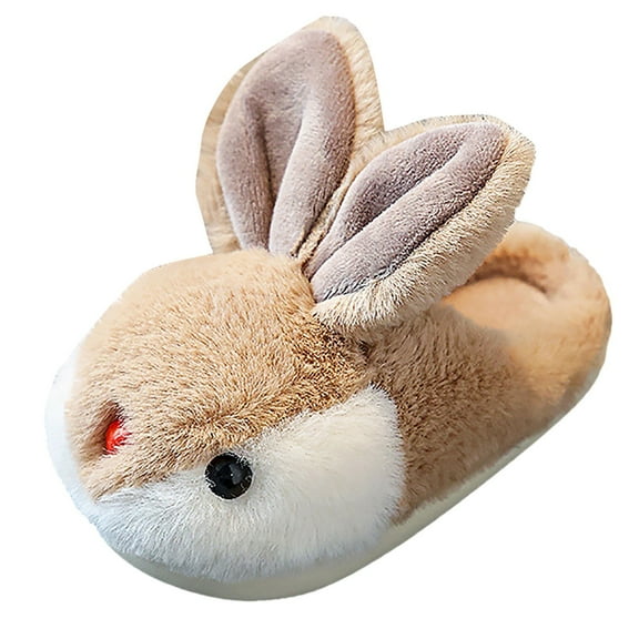 XXWXYD Kids Plush Bunny Slippers, Fuzzy Indoor-Outdoor House Shoes with Non-Slip Flat Sole for Toddler Boys Girls Winter Bedroom