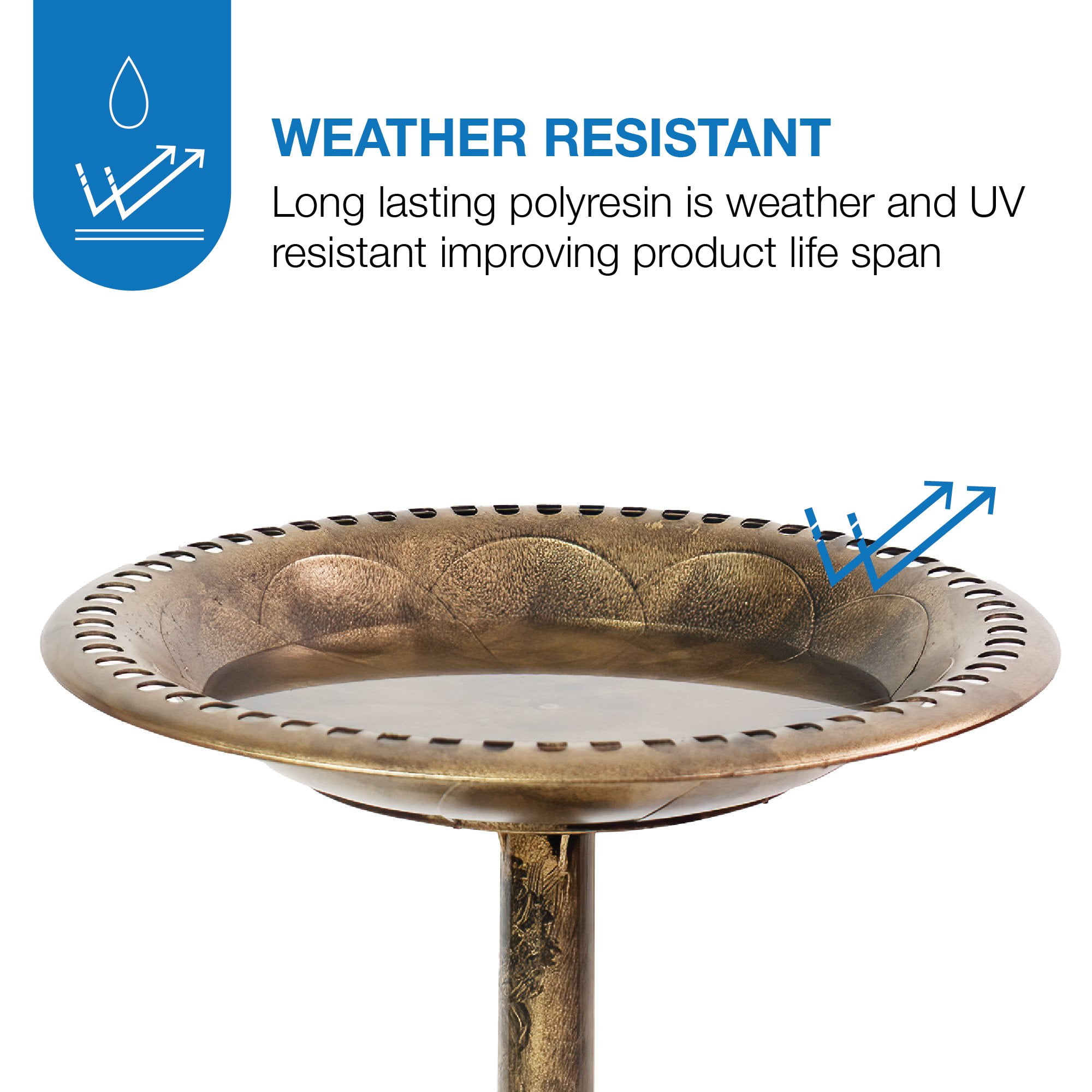 J&J Global LLC Brushed Bronze Birdbath with Planter by Sun-Ray