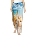 thumbnail image 2 of Goofa Beach Starfish Shell Printed Soft Pajama Pants for Women, Wide Leg Comfy Casual Lounge Yoga Pants-, 2 of 9