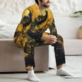 thumbnail image 7 of Lsque Elegant Gold Leaf Peacock Pattern Long Sleeve Pajama Set for Men - Soft 2-Piece Sleepwear and Loungewear Set with Pockets, Comfy Nightwear-Small, 7 of 7