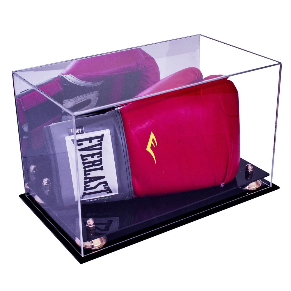 Deluxe Acrylic Single or Double Boxing Glove Display Case with Gold