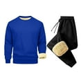 thumbnail image 2 of BiZtdJrK 50% Percent off Sales Today Mens Sweatsuits Sherpa Lined 2 Piece Sweatshirts Set Solid Color Fleece Pullover Tops and Elastic Bottom Jogger Pants Thermal Athletic Tracksuits Blue XL, 2 of 3