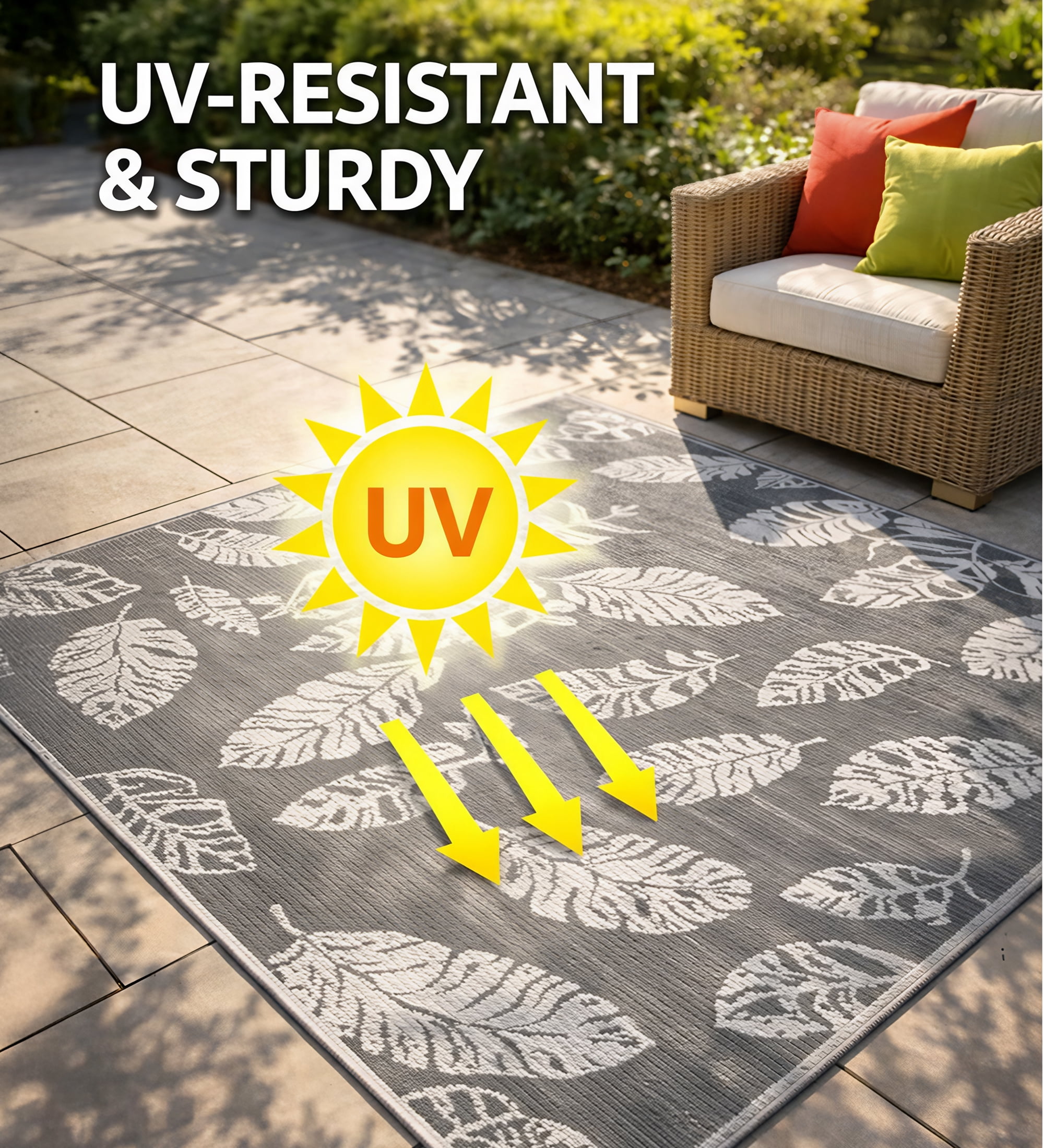 OHHANI Outdoor Rugs 5'x8', Waterproof Reversible Plastic Straw Rug, Portable RV Camping Mat for Deck Beach Picnic Balcony