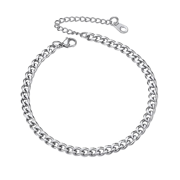 Pulsera tobillera cubana PROSTEEL para mujer de Acero inoxidable de 4.8 mm