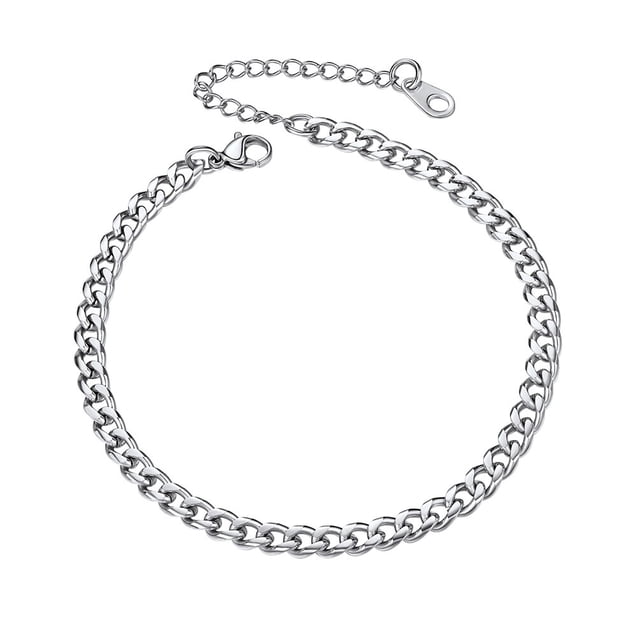 Pulsera tobillera cubana PROSTEEL para mujer de Acero inoxidable de 4.8 mm