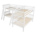 thumbnail image 5 of Bellemave Quad Bunk Bed Twin Over Twin, Wood L Shaped Bunk Bed for 4 with Angle Ladder, Corner 4 Bunk Bed for Teens Adults (White), 5 of 6