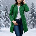 thumbnail image 4 of Women's Classic Double Breasted Trench Coat Bright Pink Long Sleeve Notch Lapel Cuff Buckle Design Mid Length Casual Windbreaker for Work Travel Army Green, 4 of 5