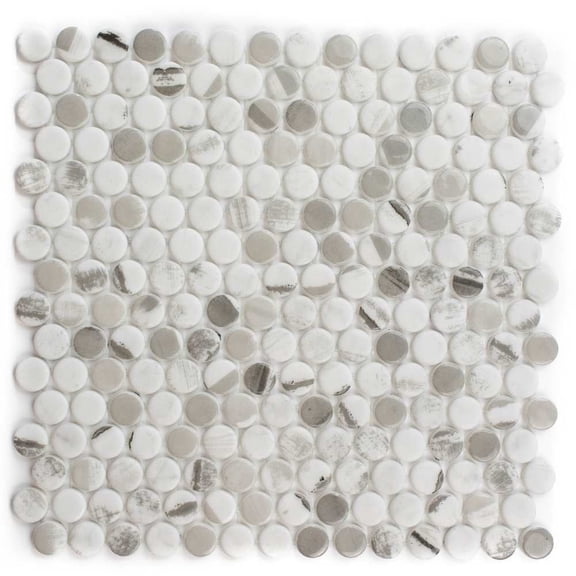 The Tile Life Eterna Penny 1" x 1" Alaia Glass Round Mosaic Floor and Wall Tile 1 Sheet