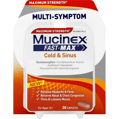 Mucinex Fast-Max Congestion & Headache Caplets, 20ct