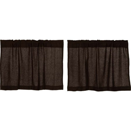 Cotton Modern Curtain - Chocolate Brown Rustic & Lodge Kitchen Curtains Burlap Chocolate Rod Pocket Cotton Cotton Burlap Solid Color 24x36 Tier Pair