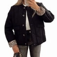 thumbnail image 2 of Female Quilted Jacket Button Down Fall Winter Coats Puffer Padded with Pockets Black L, 2 of 9