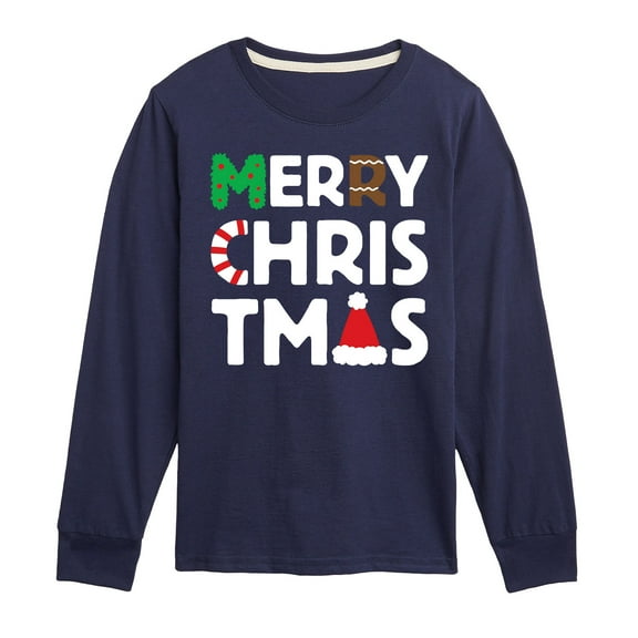 Instant Message - Merry Christmas With Icons - Kids Long Sleeve Tee