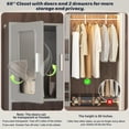 thumbnail image 6 of iSunirm 5FT Walk-in Closet System with Drawers & Doors, 60'' Wooden Wardrobe Closet with Hanging Rod, Heavy Duty Closet Organizer Garment Rack for Bedroom/Closet, 60"L x 80"H x 15"W, Gray, 6 of 7