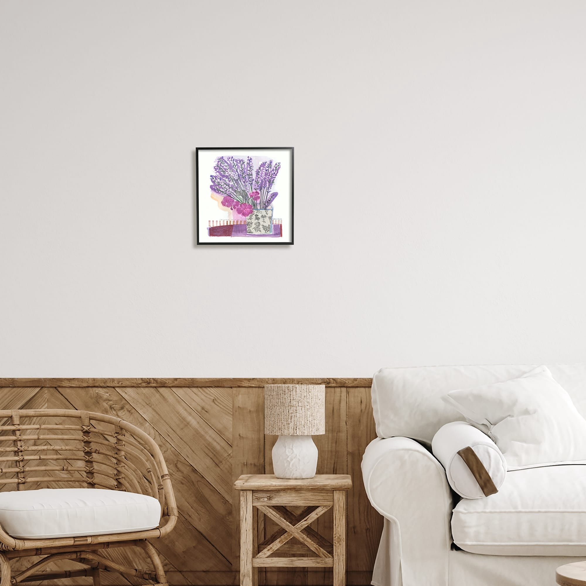 Stupell Industries Collaged Lavender Sprigs Bold Mixed Flower Blossoms Painting Black Framed Art Print Wall Art, Design by unknown