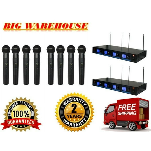 2 Mr Dj 4 CH Pro VHF Wireless Handheld DJ KTV Stage Microphone PA 4 Mic System