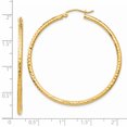 thumbnail image 3 of 14K Yellow Gold Diamond Cut 2mm Round Tube Hoop Earrings, 3 of 3