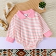 thumbnail image 2 of Huowey Boys Girls Short Sleeve Striped Romper Bodysuits Gentleman Clothes Relaxed Fit Dailywear, 0-3 Months, 2 of 6